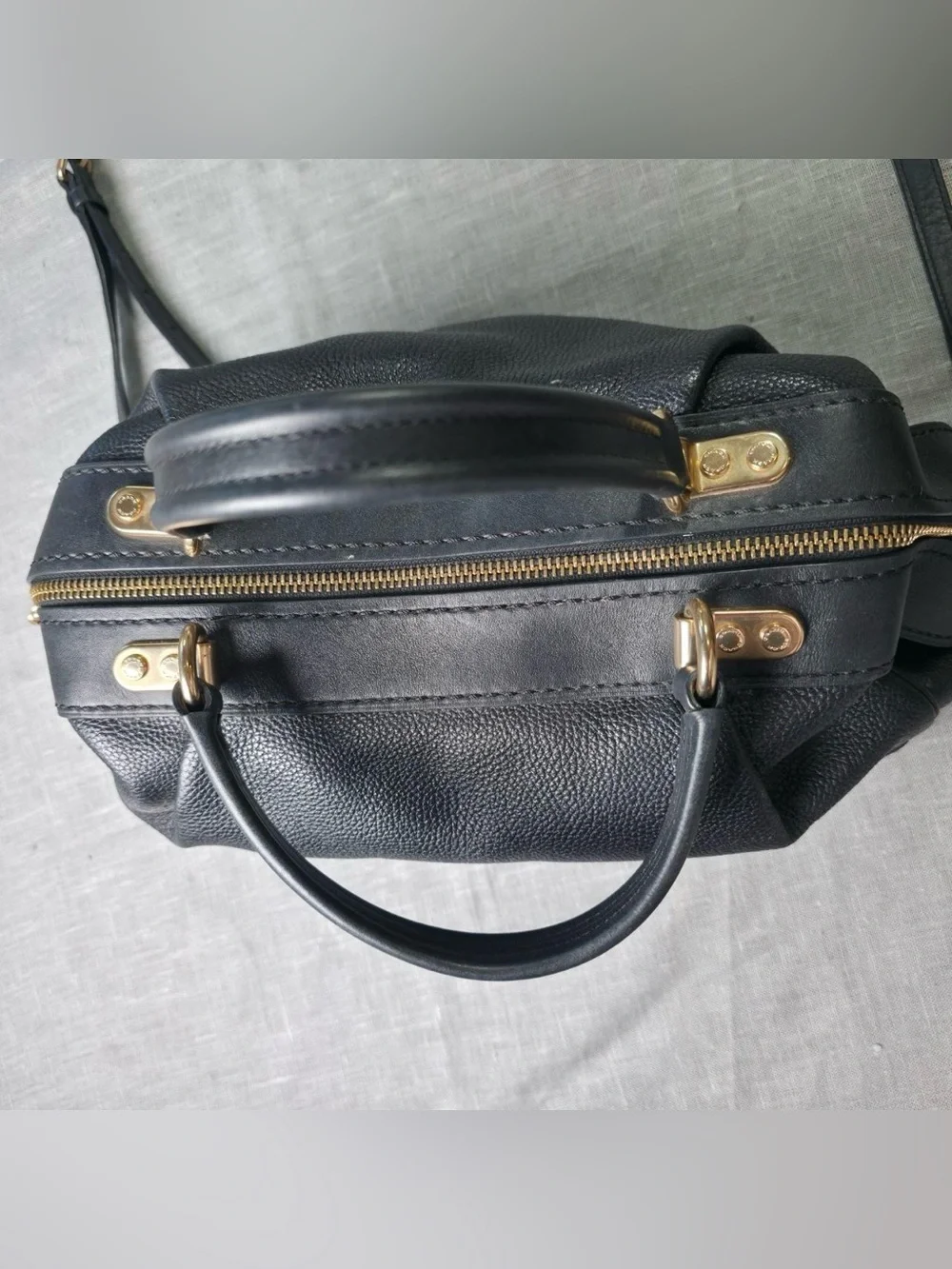 Coach Black Pebble Leather Satchel Crossbody Bag Purse Gold Hardware EUC